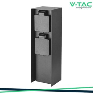 Paletto in Acciaio Inox Antracite con 2 Prese 16A max 3600W 70x230mm